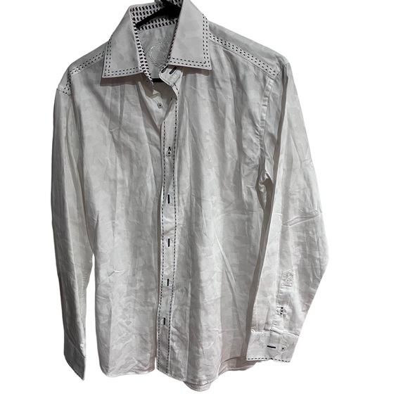 Bugatchi mens White Collared Party Wear Button Shirt Collared Long Sleeve - Picture 5 of 6
